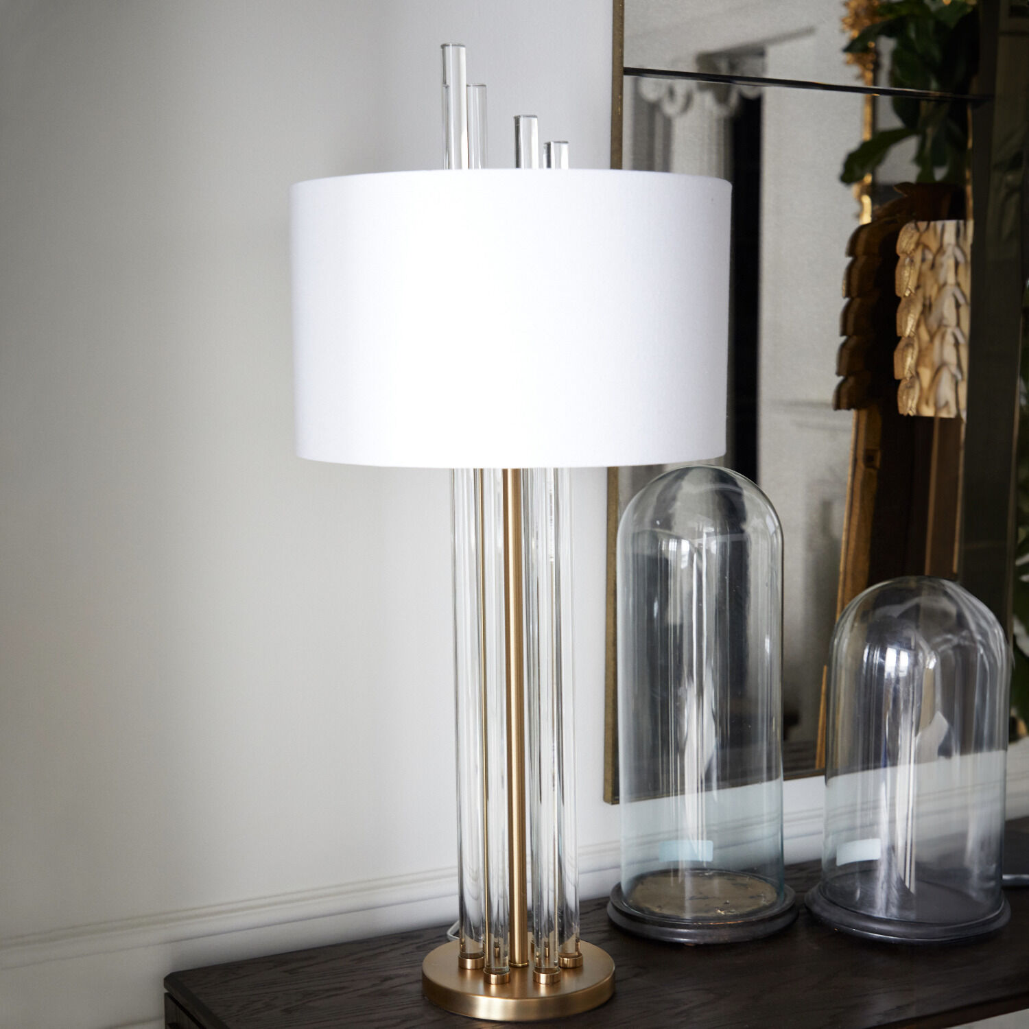 Merna 37.5 inch Antique Brass / White Linen Table Lamp Portable Light