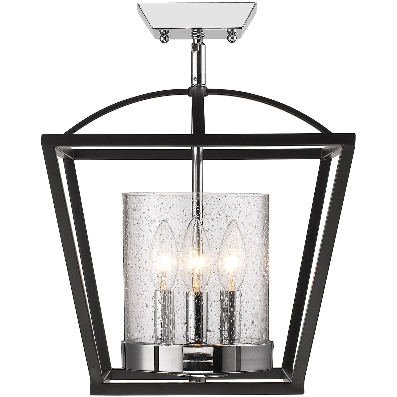 Mercer 3 Light 11.75 inch Matte Black/Chrome Semi-Flush Mount Ceiling Light, Convertible