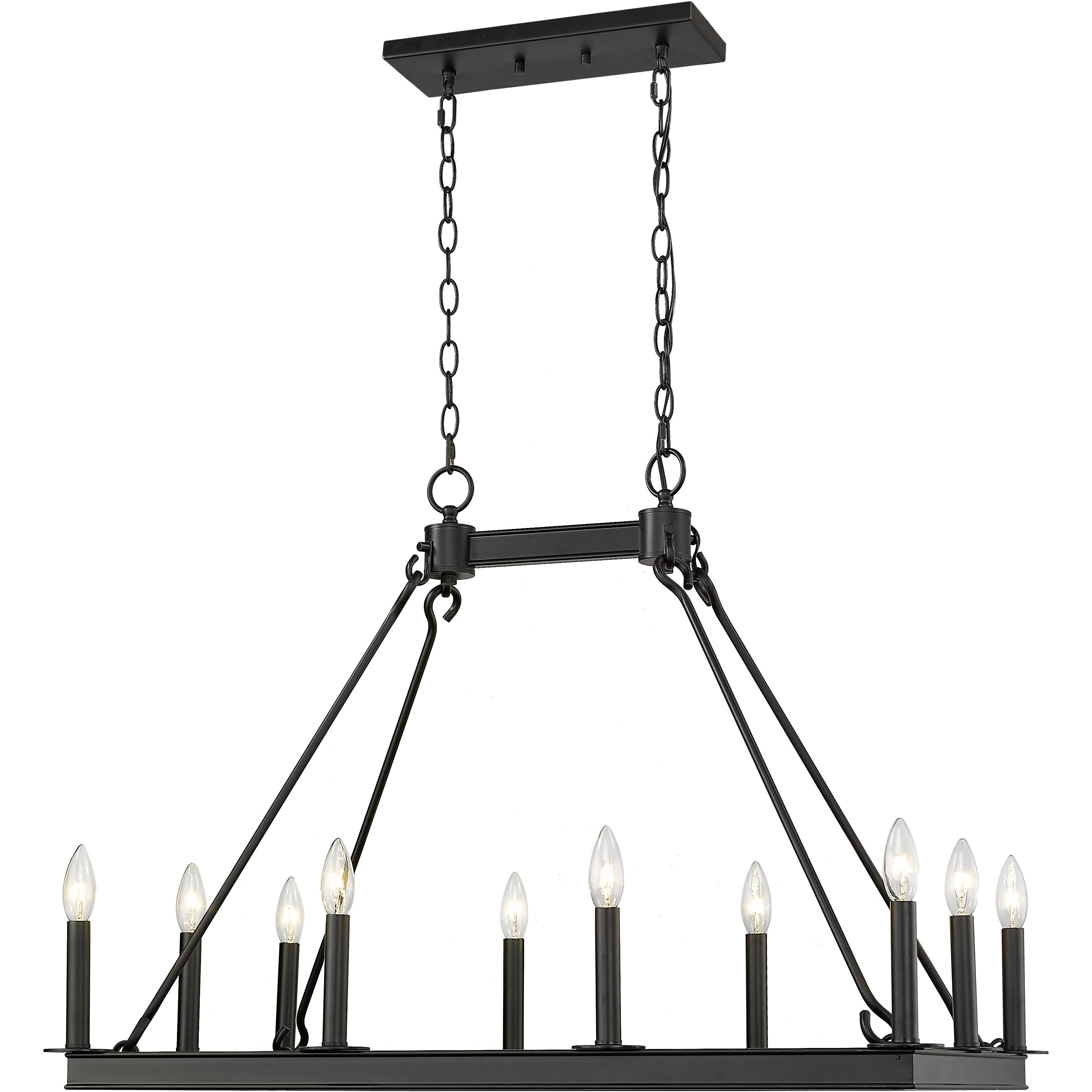 Barclay 10 Light 34 inch Matte Black Linear Chandelier Ceiling Light