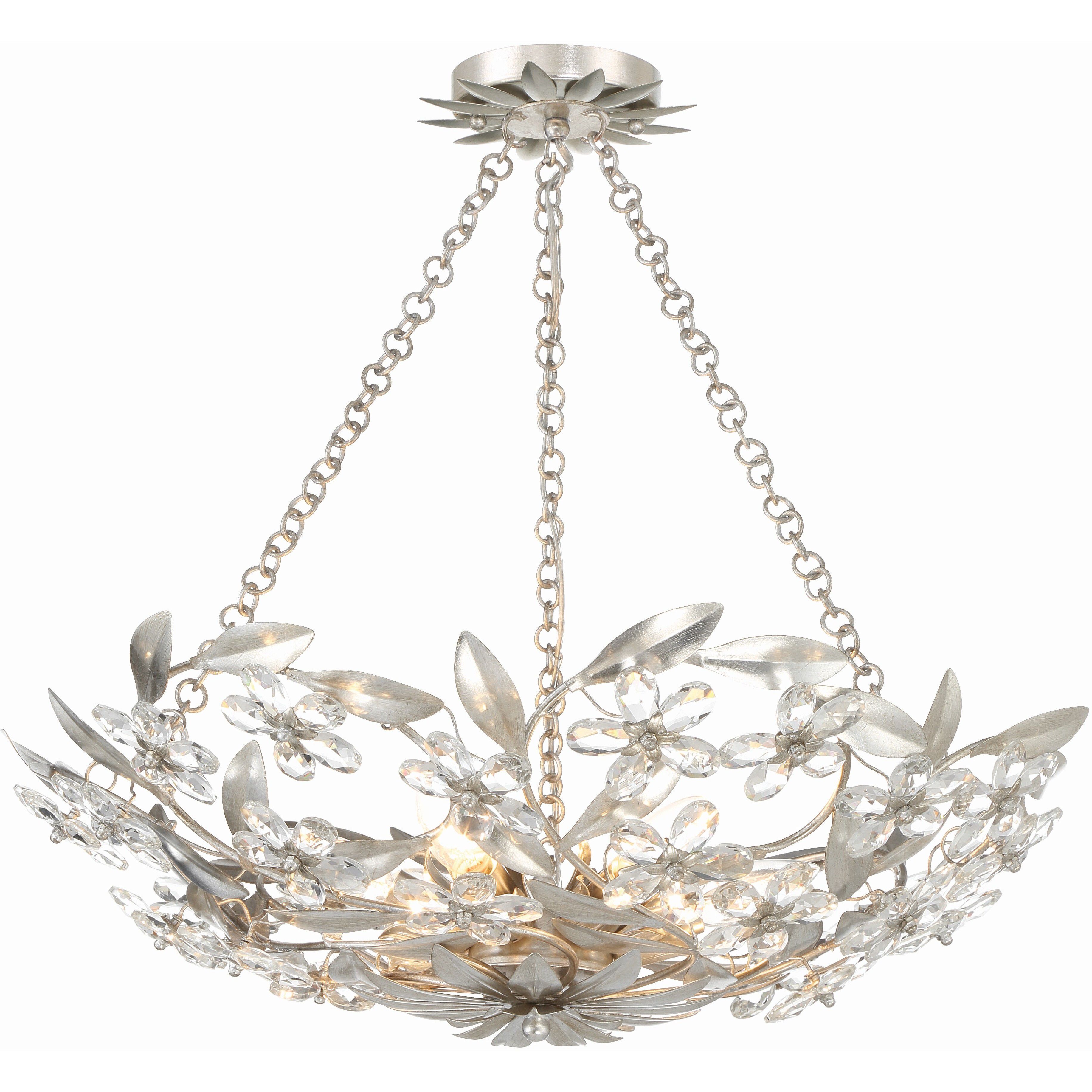 Marselle 6 Light 24 inch Antique Silver Semi Flush Ceiling Light