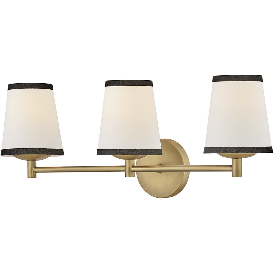 Sonia 3 Light 24.25 inch Lacquered Brass Bath Light Wall Light
