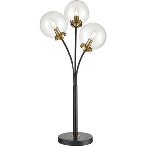 Boudreaux 32 inch 5 watt Burnished Brass / Matte Black / Clear Table Lamp Portable Light