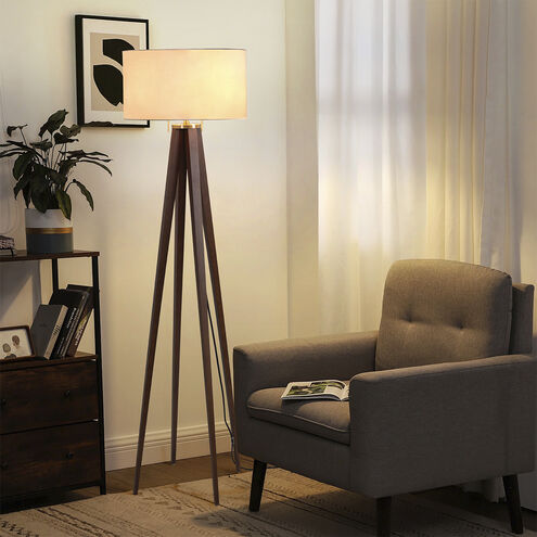 Quattro 61 inch 23.00 watt Dark Walnut and Weathered Brass Floor Lamp Portable Light