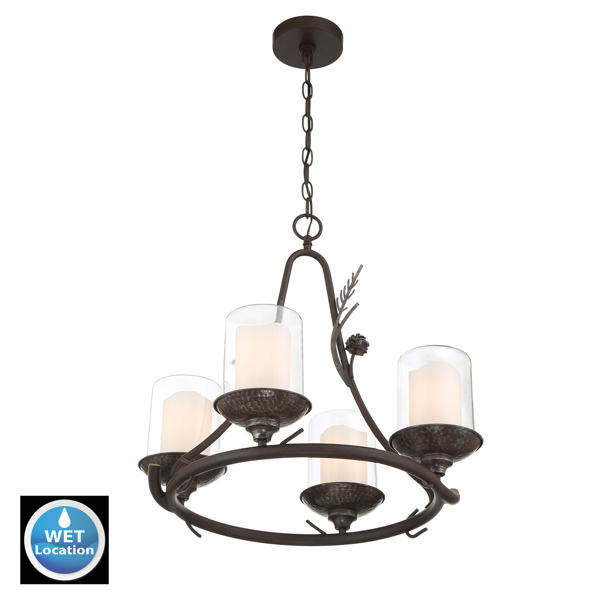 Ponderosa Ridge 4 Light 22 inch Weathered Spruce/Silver Highlights Chandelier Ceiling Light