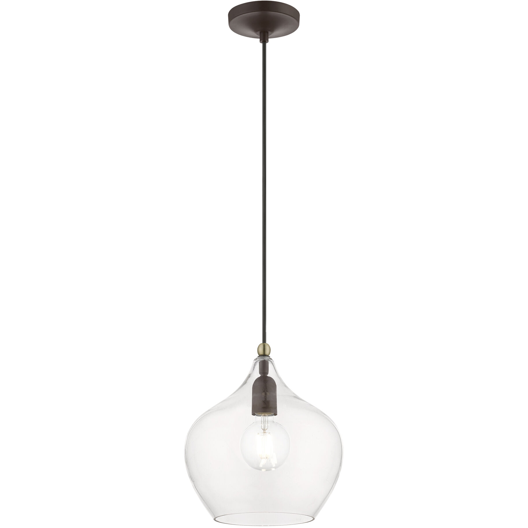 Aldrich 1 Light 9.75 inch Bronze with Antique Brass Accent Pendant Ceiling Light