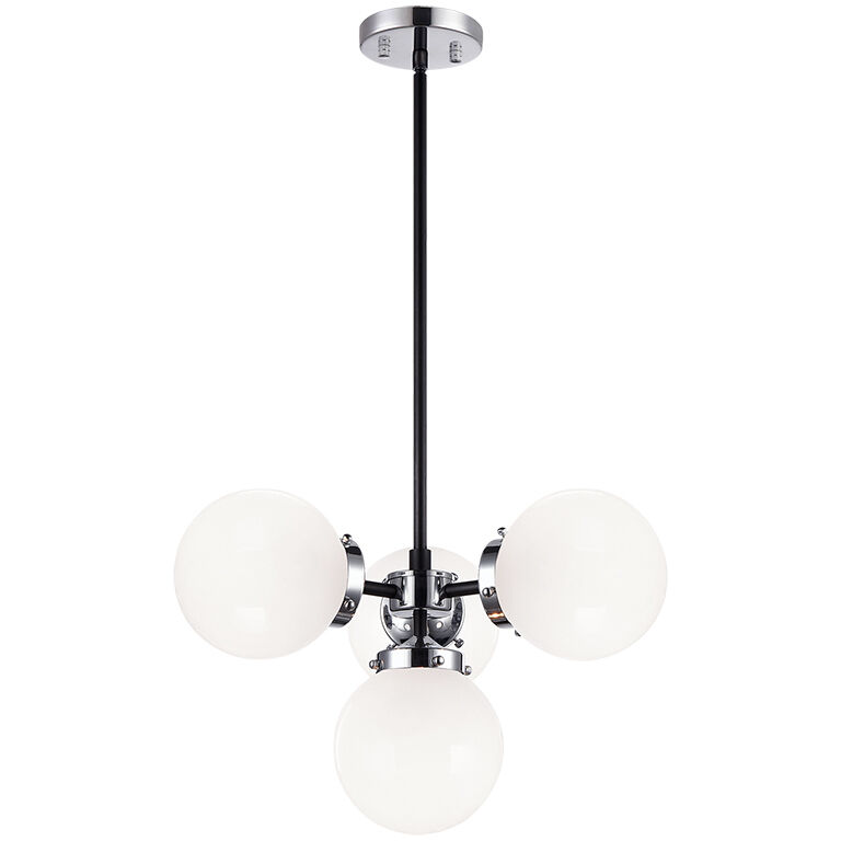 Maru 4 Light 20.28 inch Chrome Pendant Ceiling Light in Chrome and Opal Glass