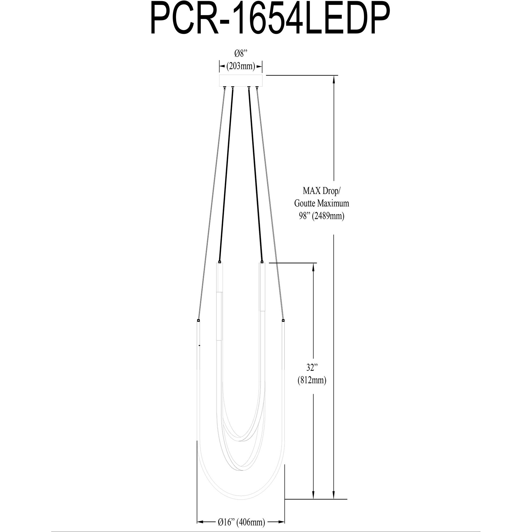 Pacari LED 16 inch Matte Black Statement Pendant Ceiling Light