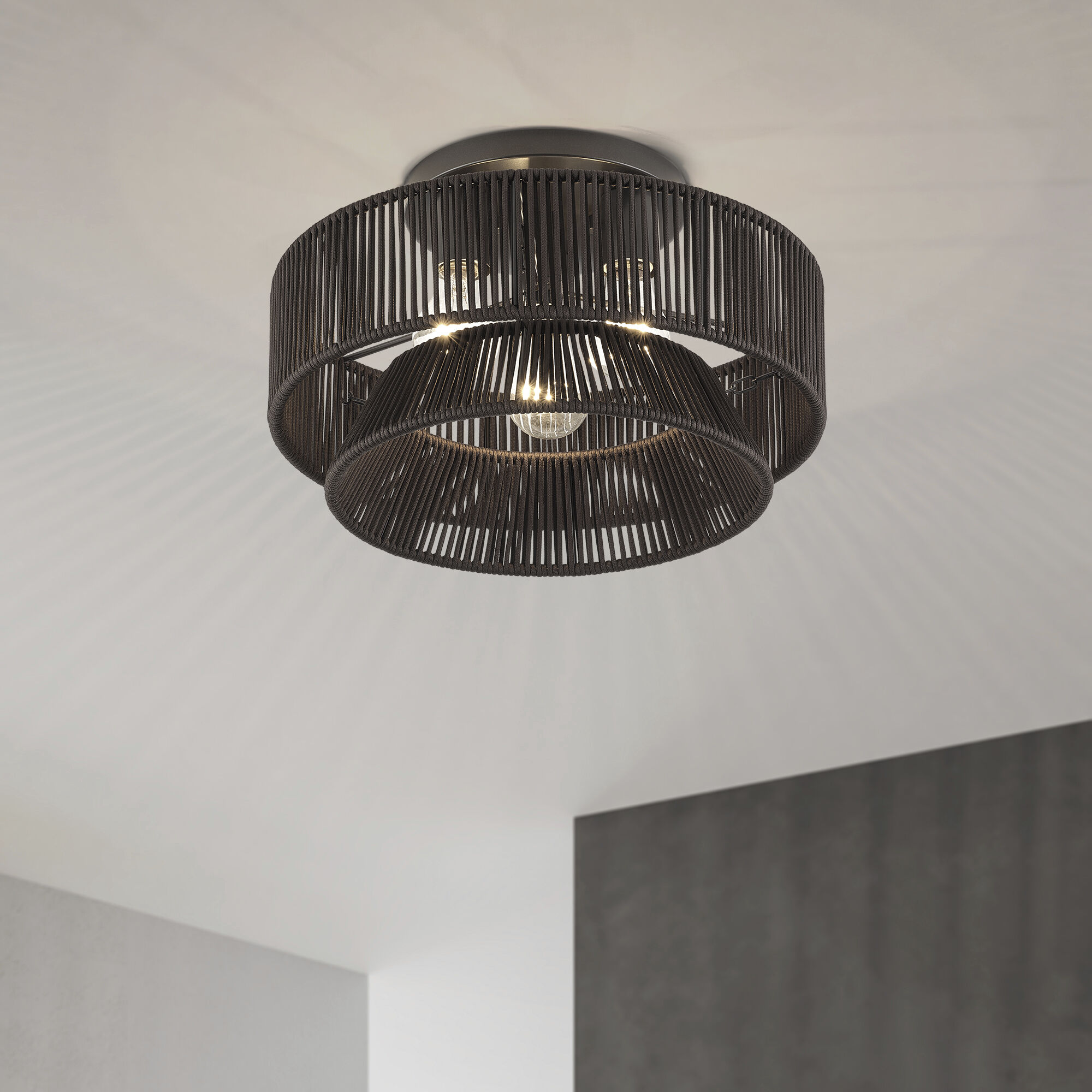 Florell 3 Light 15 inch English Bronze Semi Flush Mount Ceiling Light, Large