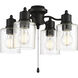 Universal LED LED Filament Flat Black Fan Light Kit in Clear Seeded