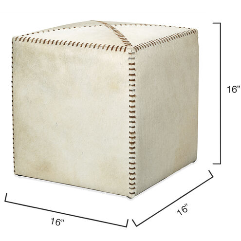 Leather and Hide 16 inch White Hide Ottoman