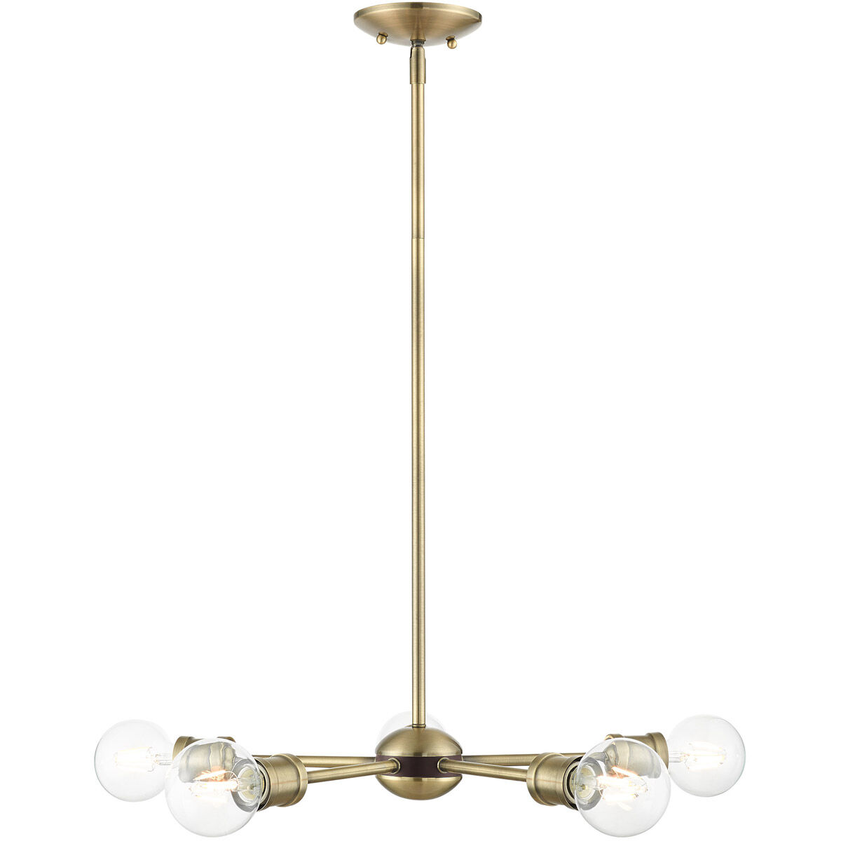 Lansdale 5 Light 19 inch Antique Brass with Bronze Accents Chandelier Ceiling Light