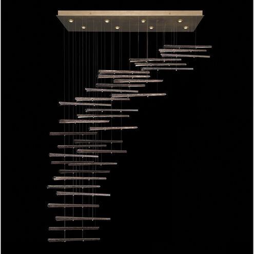 Elevate LED 62 inch Gold Leaf Pendant Ceiling Light in Meteorite Spires Studio Glass