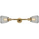 Franklin Restoration Chatham 2 Light 16 inch Brushed Brass Bath Vanity Light Wall Light in Clear Glass, Franklin Restoration