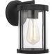 Luning 1 Light 10 inch Textured Black Outdoor Wall Lantern in Incandescent, Clear Glass, Small