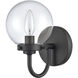 Fairbanks Sconce Wall Light in Clear Glass, Matte Black