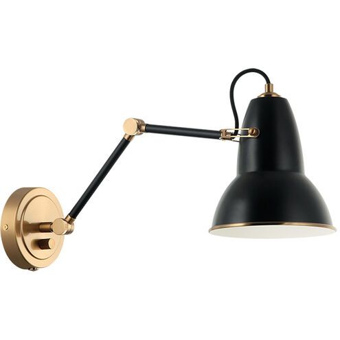 Buzz Wall Sconce Wall Light in Aged Gold Brass and Black