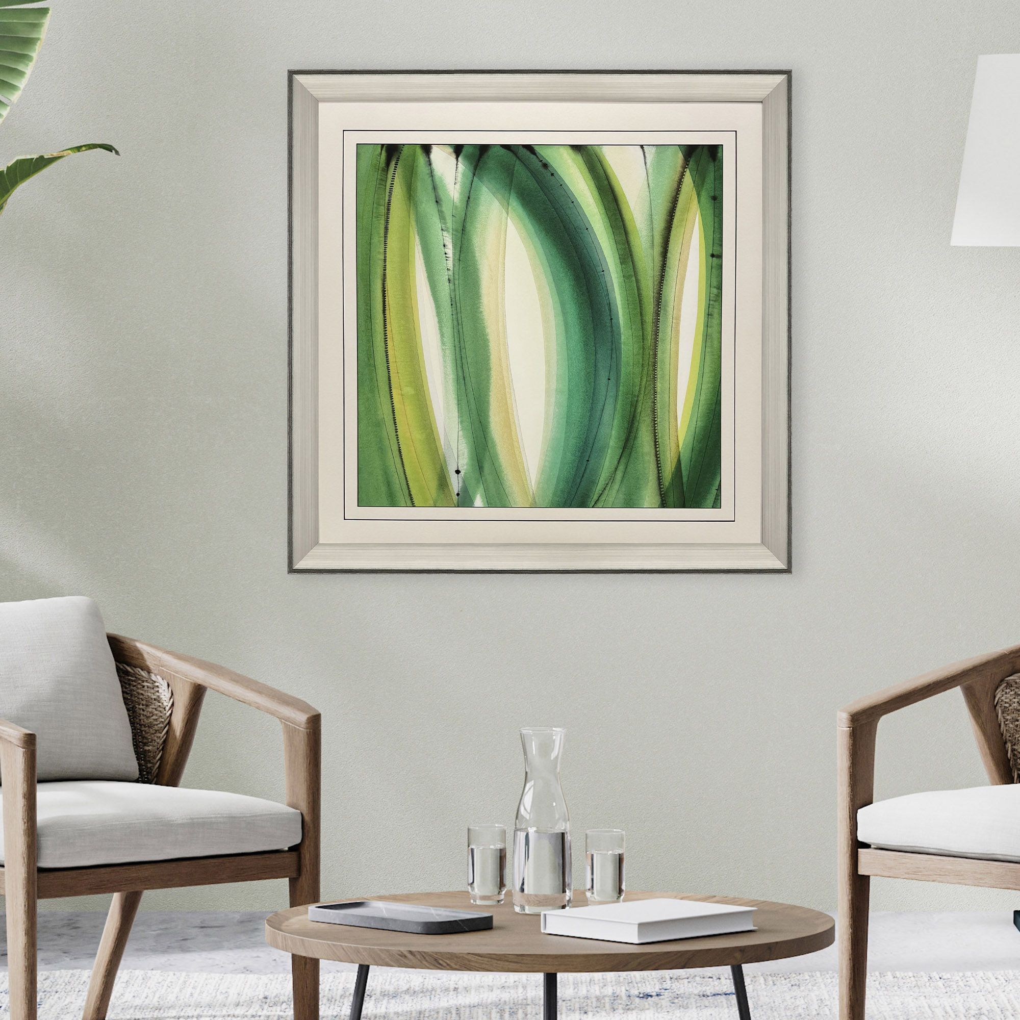 Viridian Green and Black and White Framed Art