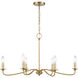 Abaca 6 Light 32 inch Brushed Gold with Natural Chandelier Ceiling Light