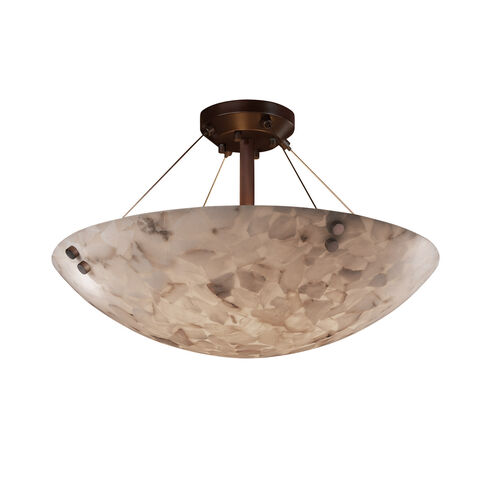 Alabaster Rocks 3 Light 21 inch Brushed Nickel Semi Flush Ceiling Light in 3000 Lm LED, Pair of Square with Points, Square Bowl