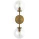 Alora Mood Cassia 2 Light 6 inch Aged Gold Wall/Vanity Light Wall Light in Clear Glass