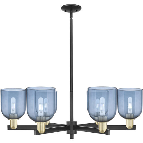 Arcadia Bella 6 Light 35.25 inch Black Antique Brass Chandelier Ceiling Light in Blue