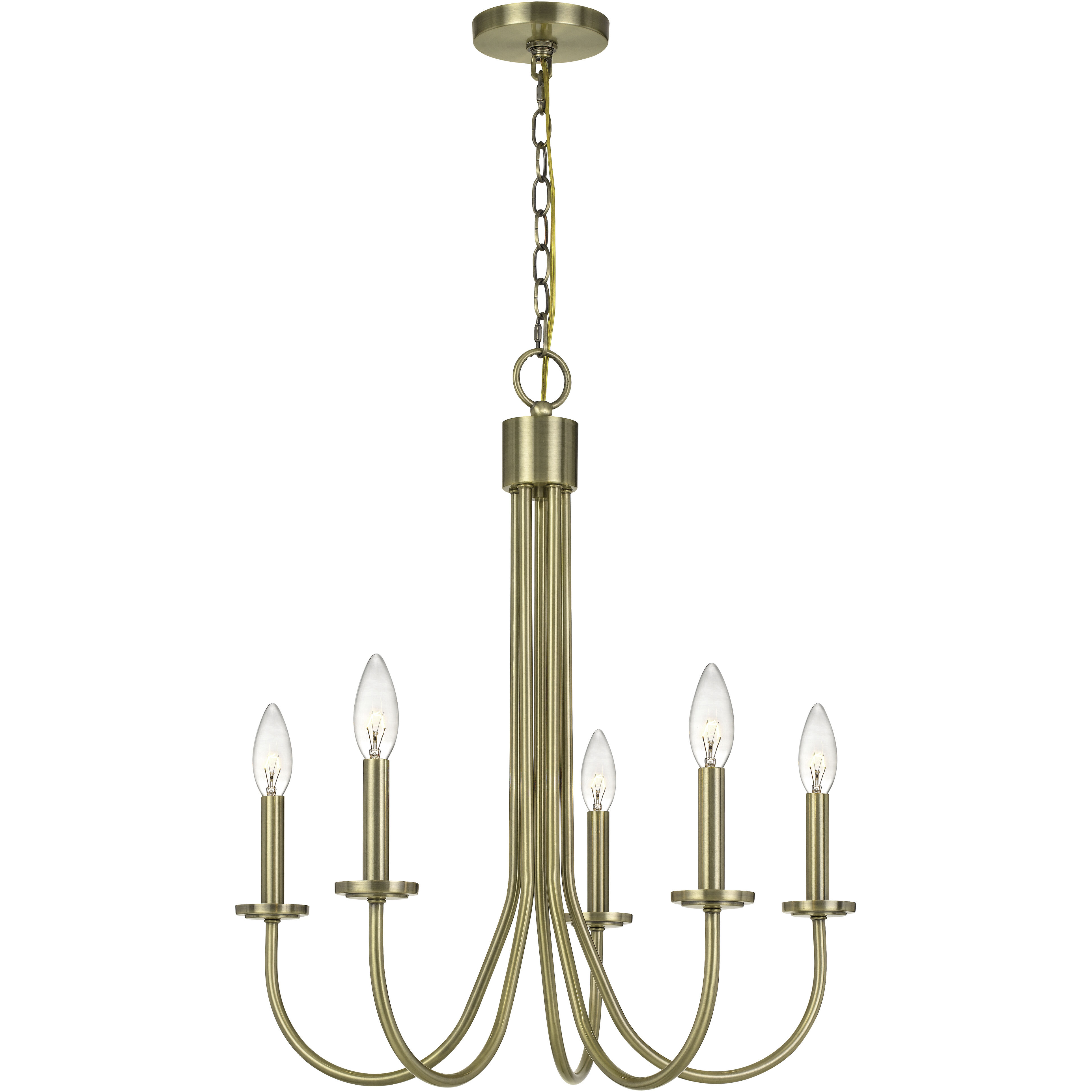 Spiez 5 Light 5 inch Antique Brass Chandelier Ceiling Light