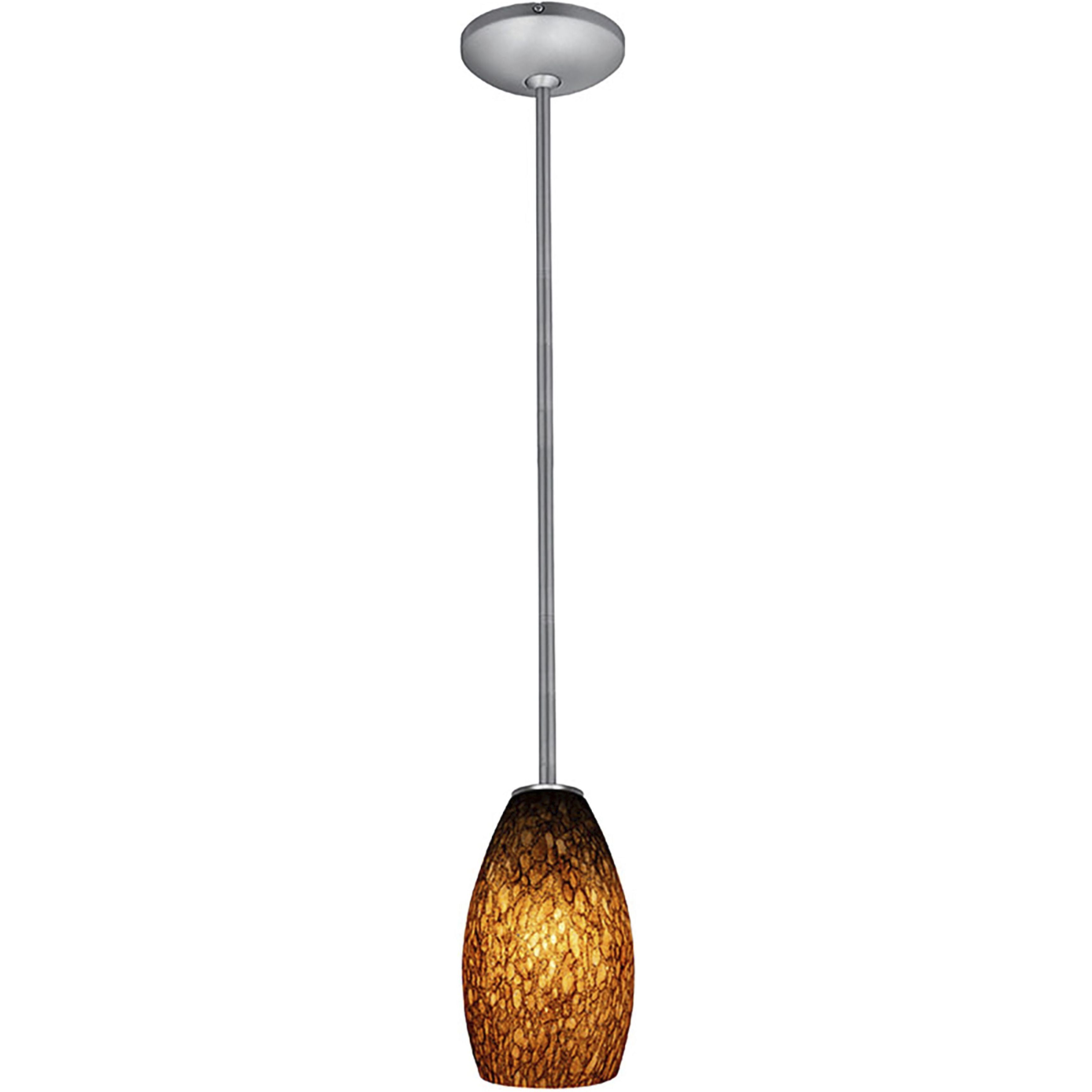 Champagne LED 5 inch Brushed Steel Pendant Ceiling Light in Brown Stone