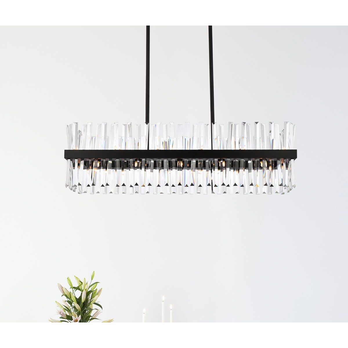 Serephina 24 Light 42 inch Black Linear Chandelier Ceiling Light