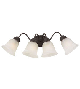 Majestic 4 Light 26 inch Brushed Nickel Vanity Bar Wall Light in Frosted Glass Bell Shades