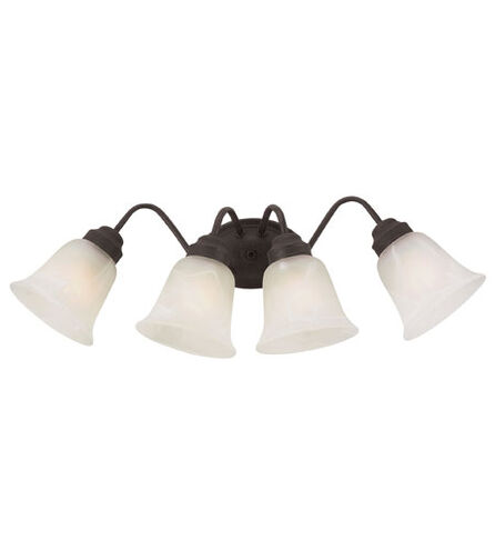 Majestic 4 Light 26 inch Brushed Nickel Vanity Bar Wall Light in Frosted Glass Bell Shades