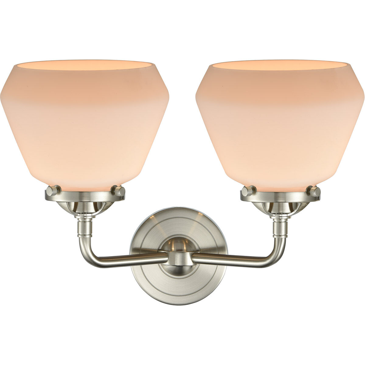 Nouveau Fulton 2 Light 15 inch Brushed Satin Nickel Bath Vanity Light Wall Light in Matte White Glass, Nouveau