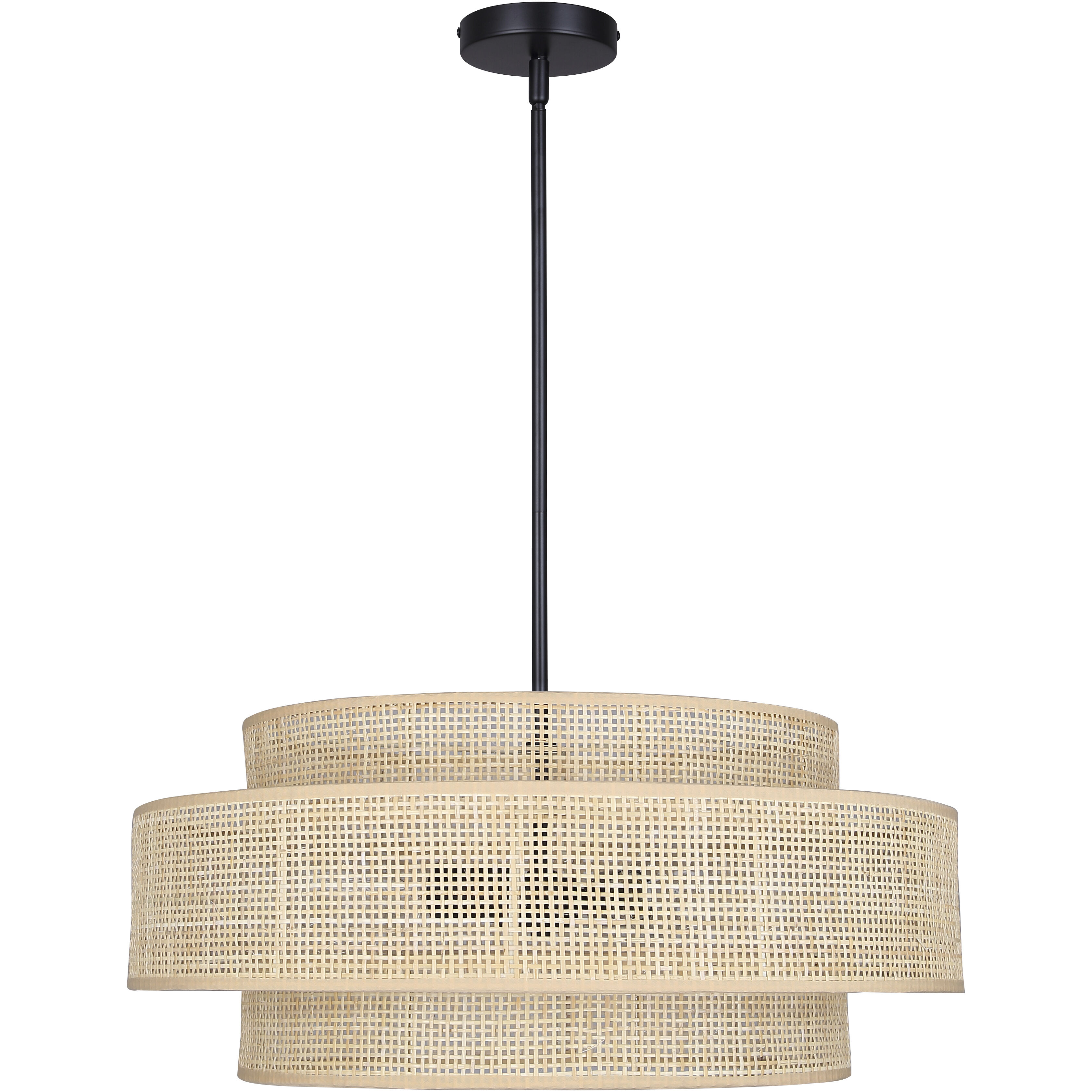 Bellamy 3 Light 22 inch Black Chandelier Ceiling Light in Natural Rattan