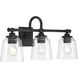 Antonia 3 Light 25.25 inch Coal Black Bath Vanity Light Wall Light