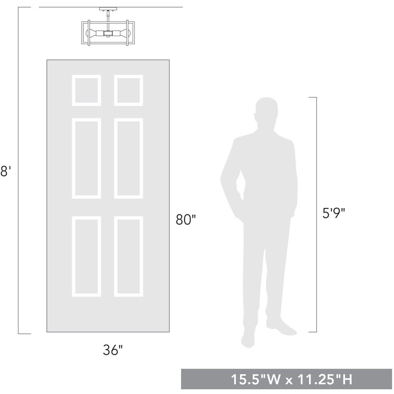 Tribeca 4 Light 15.5 inch Matte Black Semi-Flush Mount Ceiling Light in Matte Black/Matte Black, Damp