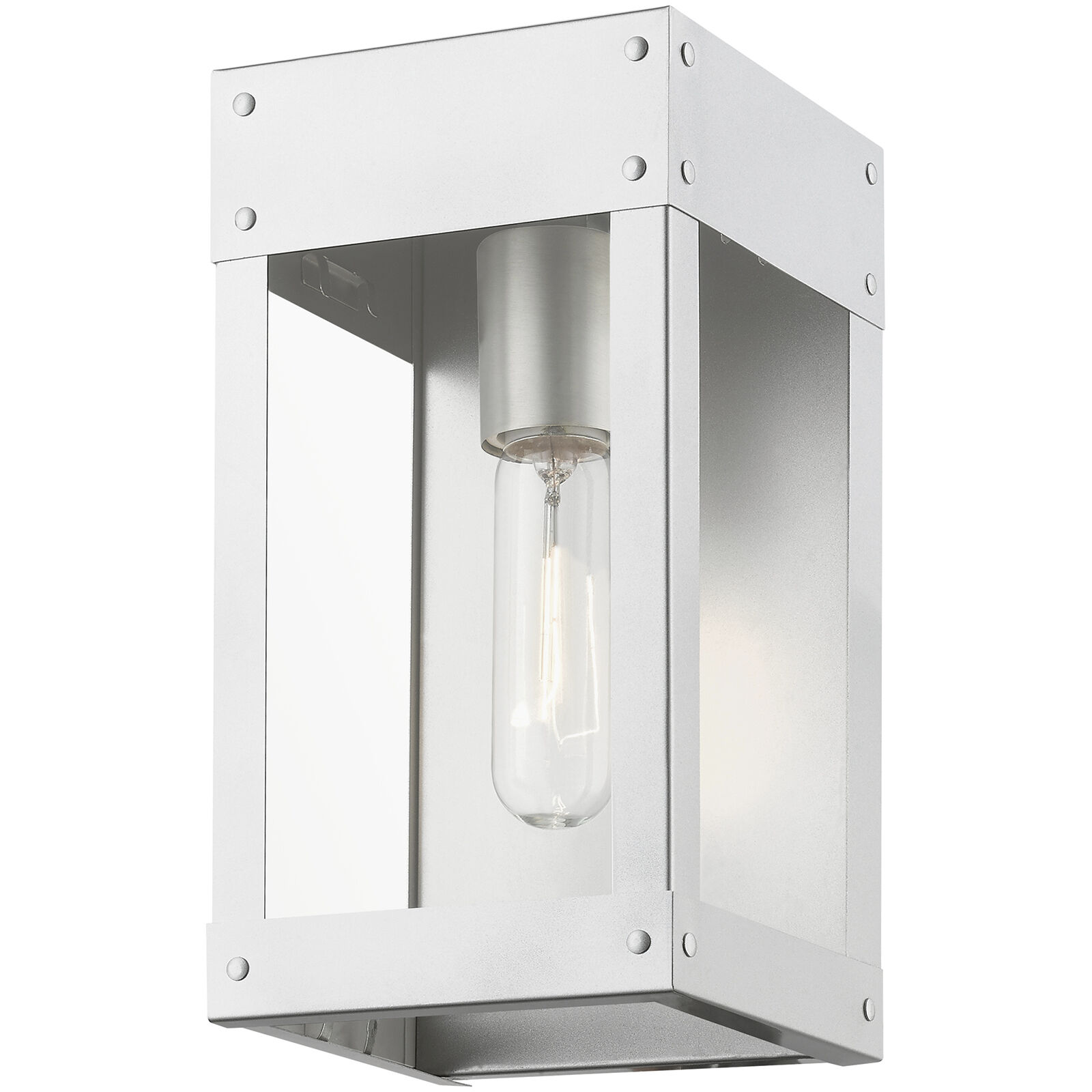 Barrett 1 Light 10 inch Painted Satin Nickel with Brushed Nickel Candle Outdoor Wall Lantern