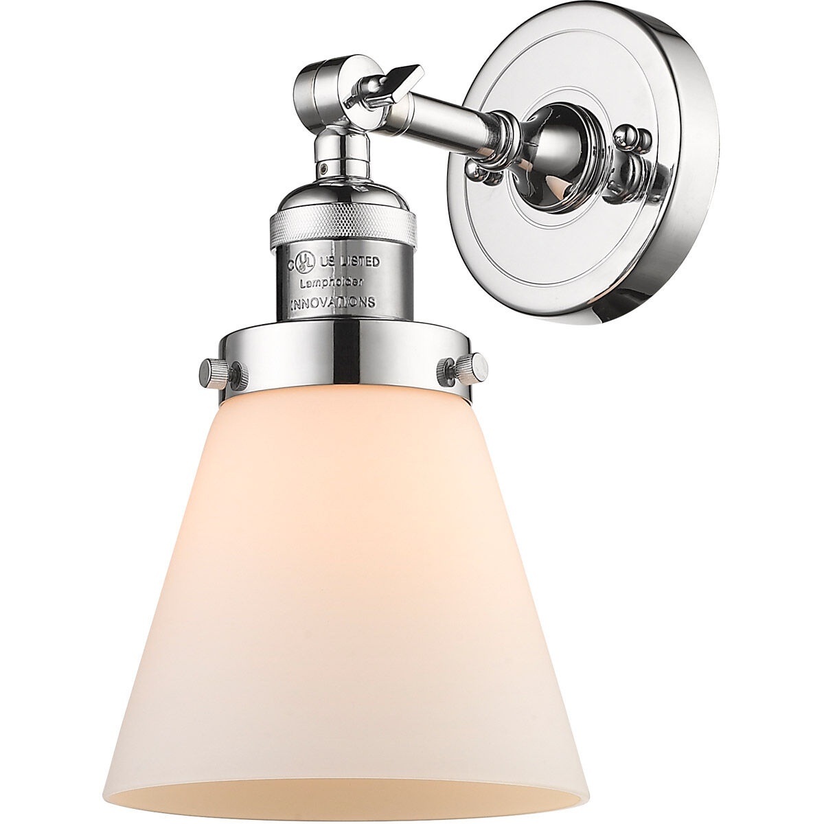 Franklin Restoration Small Cone 1 Light 6 inch Polished Chrome Semi-Flush Mount Ceiling Light in Matte White Glass, Franklin Restoration