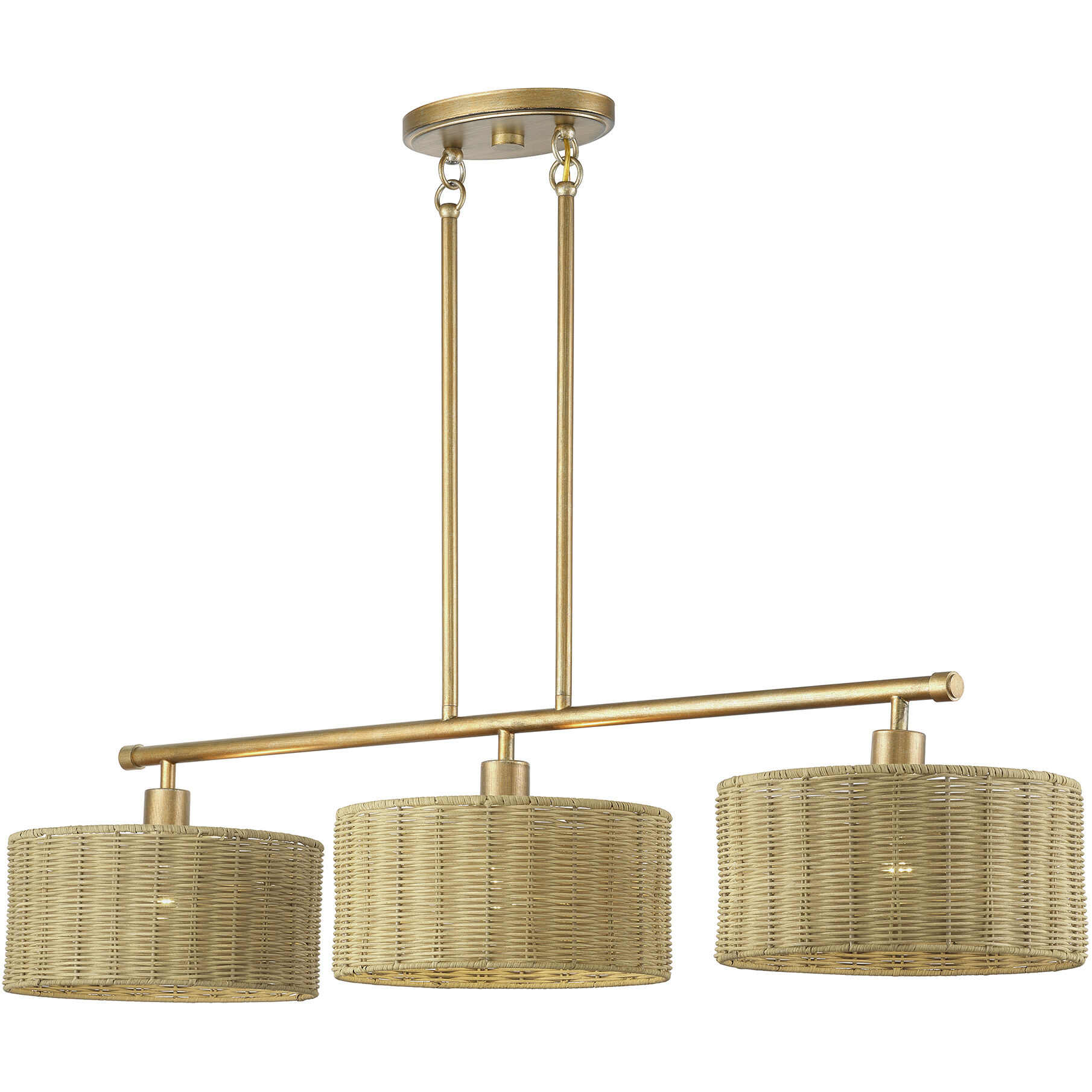 Weavington 3 Light 46 inch Antique Gold Leaf Linear Chandelier Ceiling Light, Extra Large