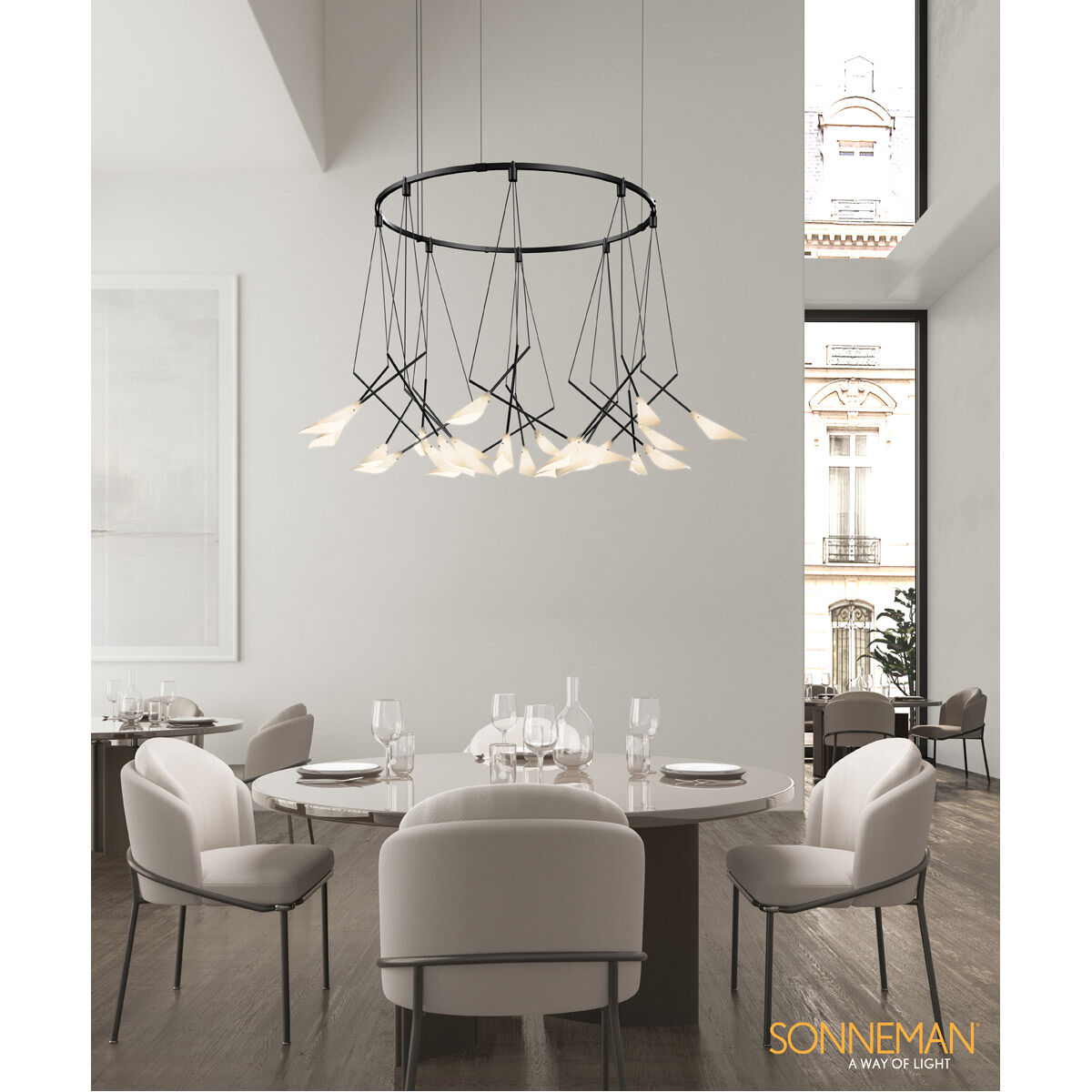 Suspenders LED 54 inch Satin Black Suspension Ceiling Light