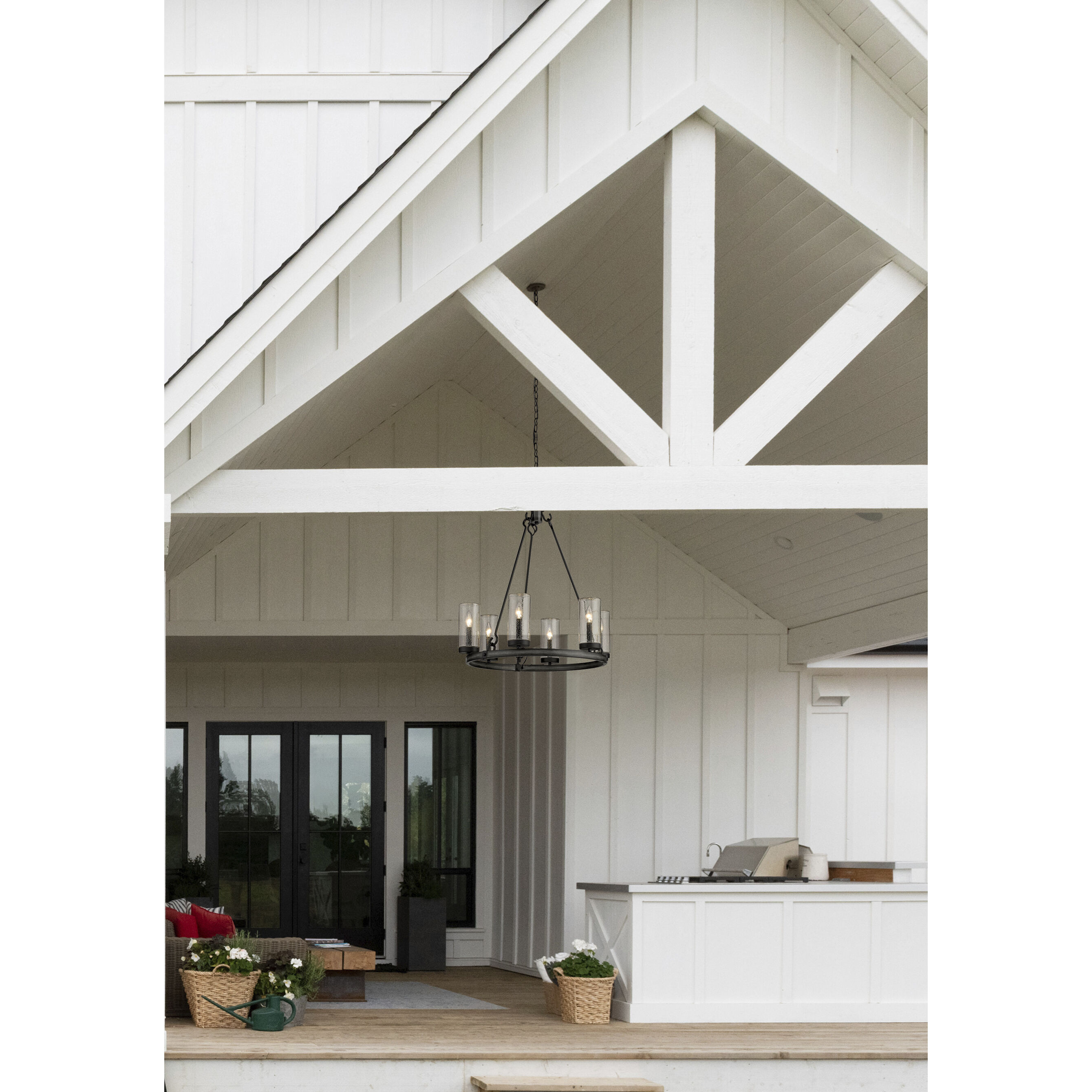 Marlow 6 Light 27.5 inch Ashen Barnboard Outdoor Chandelier