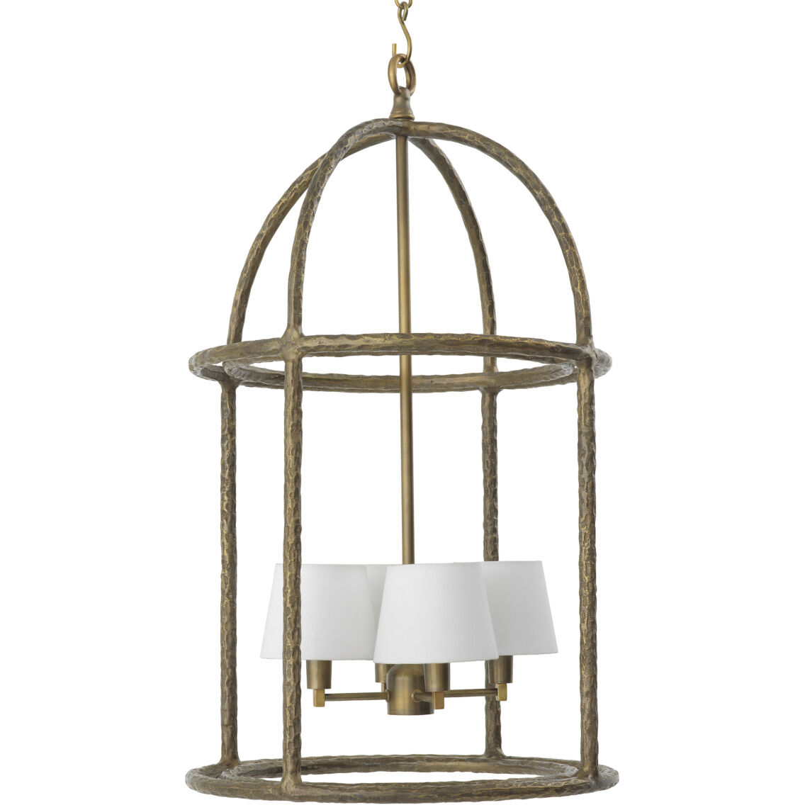 Montrost 4 Light 28.87 inch Vintage Brass and White Shades Pendant Ceiling Light