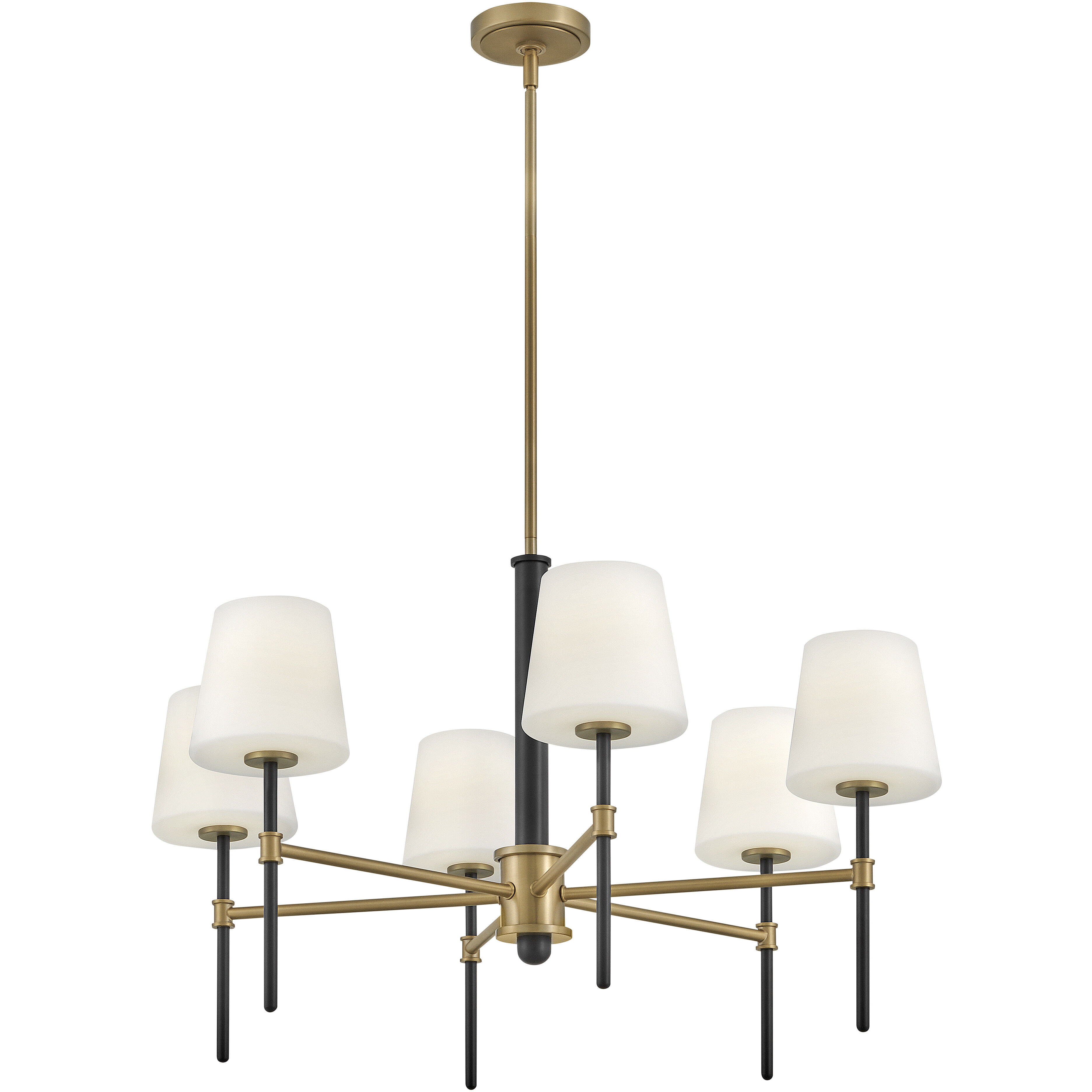 Saunders 6 Light 30 inch Black with Lacquered Brass Chandelier Ceiling Light