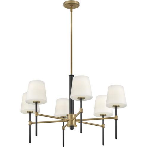 Saunders 6 Light 30 inch Black with Lacquered Brass Chandelier Ceiling Light