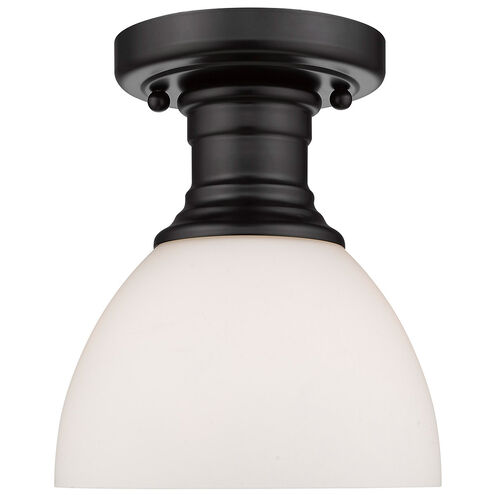 Hines 1 Light 7 inch Matte Black Semi-flush Ceiling Light in Opal Glass