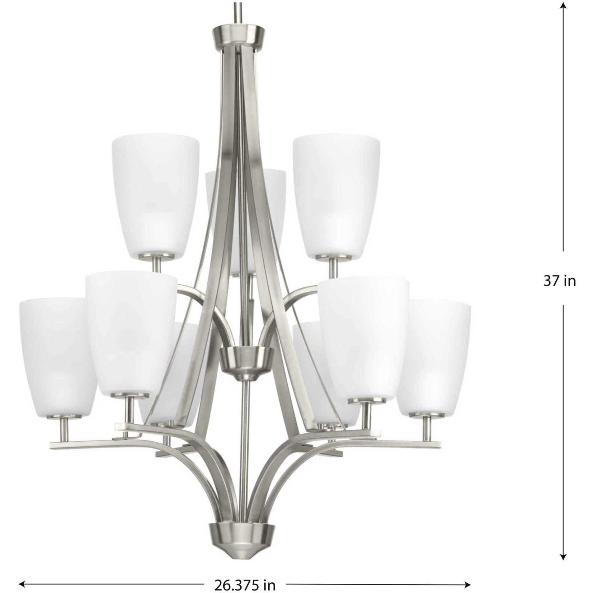 Leap 9 Light 26 inch Brushed Nickel Chandelier Ceiling Light