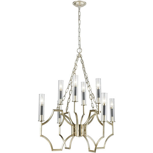 Sylvanna 8 Light 31 inch Antique Silver Leaf with Dark Graphite and Clear Chandelier Ceiling Light