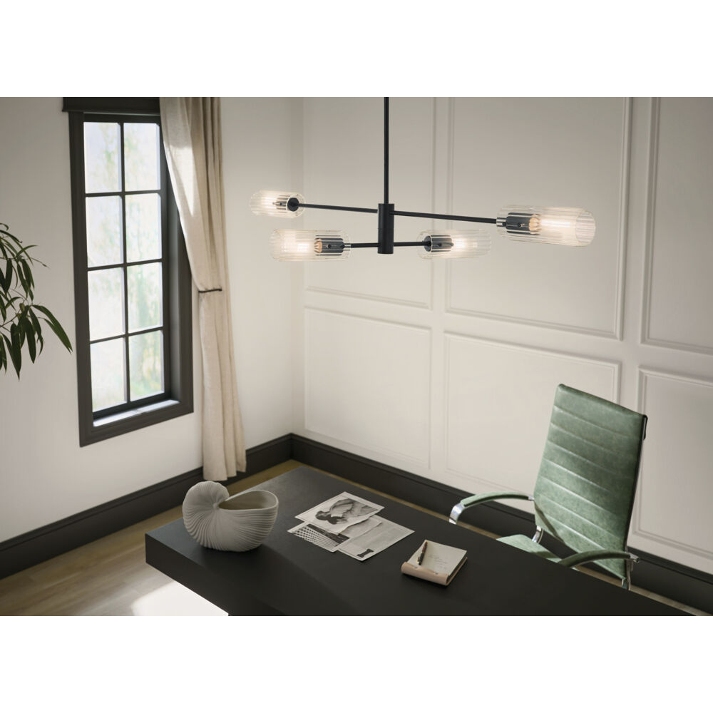 Velestino 4 Light 5.25 inch Black Chandelier Linear Ceiling Light