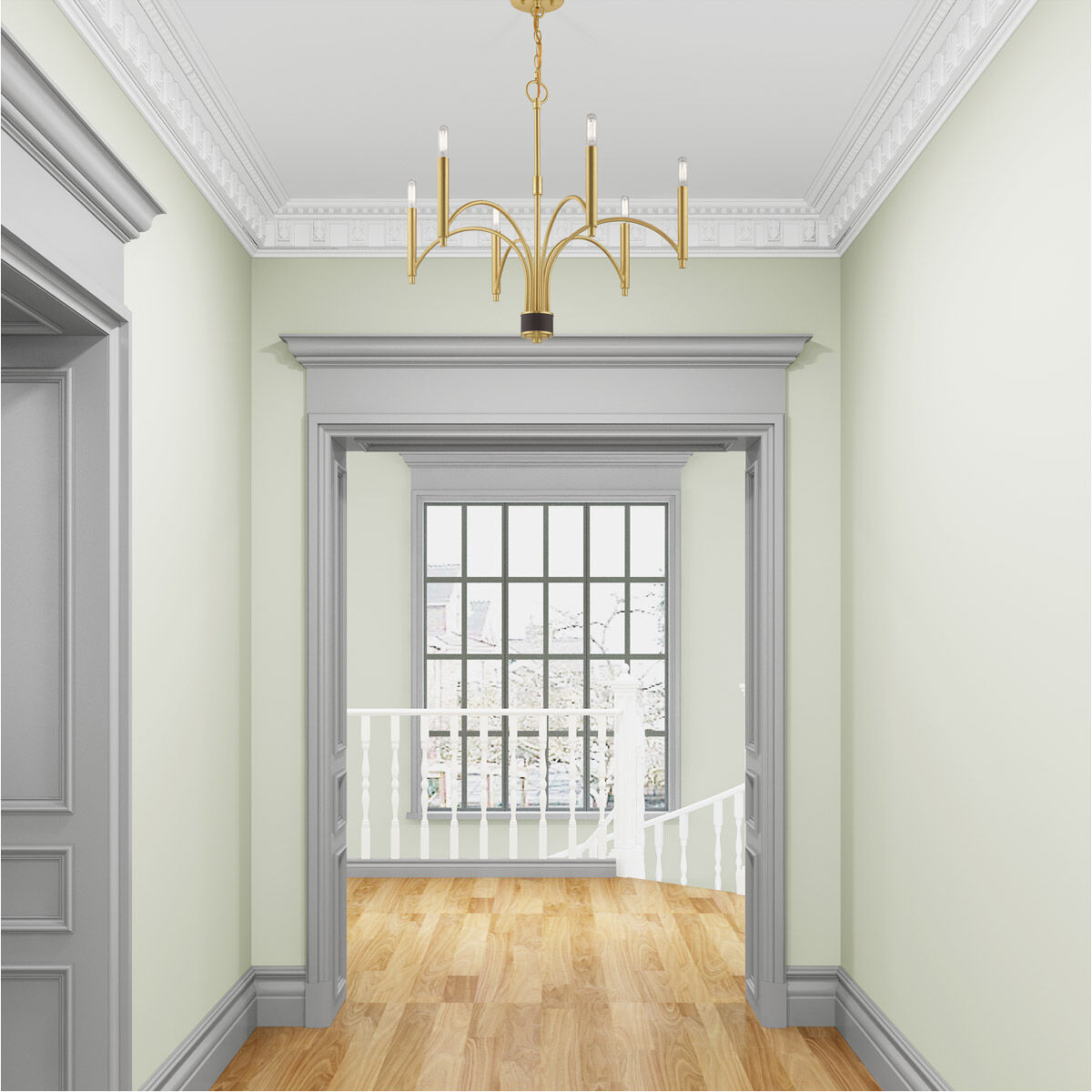 Wisteria 6 Light 26 inch Satin Brass Chandelier Ceiling Light