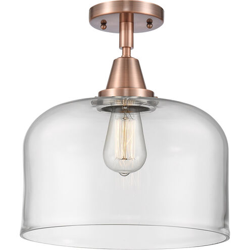 Franklin Restoration X-Large Bell 1 Light 12 inch Antique Copper Flush Mount Ceiling Light in Clear Glass