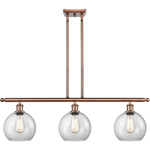 Ballston Athens LED 36 inch Antique Copper Island Light Ceiling Light in Clear Glass, Ballston