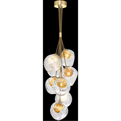 Nest 8 Light 16 inch Gold Pendant Ceiling Light in Amber Studio Glass